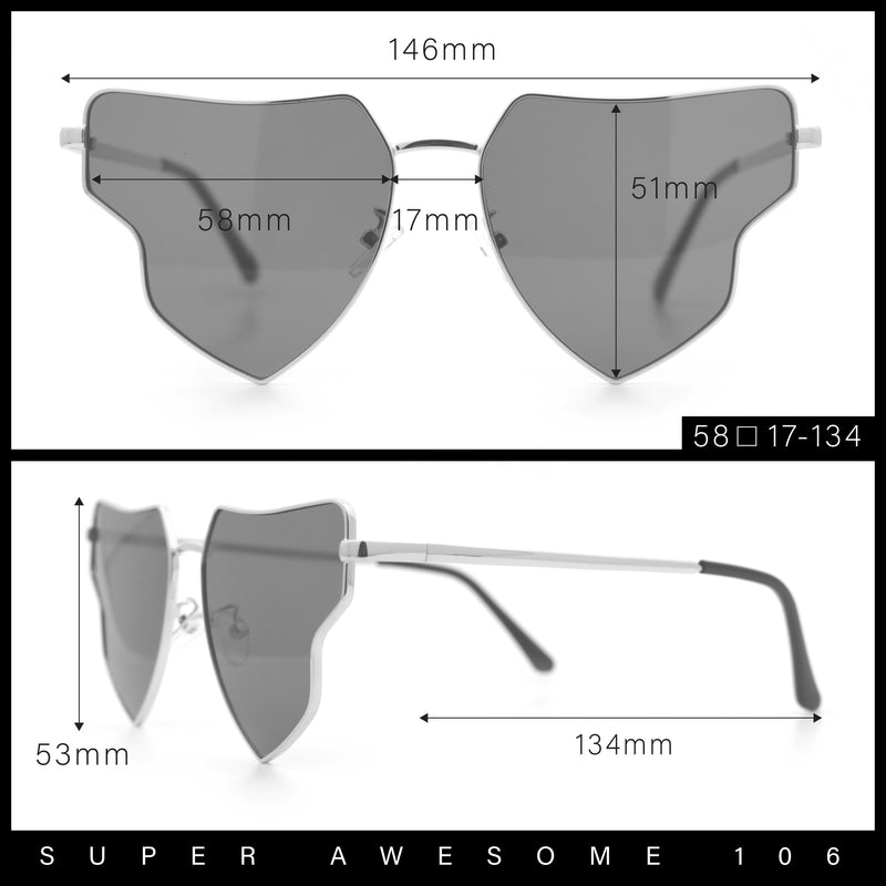 Womens Retro Hippie Hipster Metal Rim Butterfly Shape Sunglasses