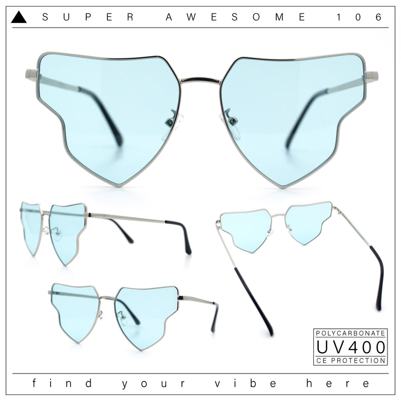Womens Retro Hippie Hipster Metal Rim Butterfly Shape Sunglasses