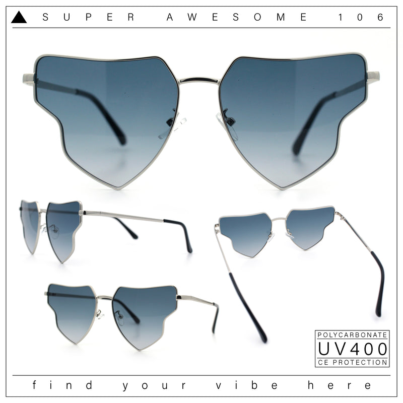 Womens Retro Hippie Hipster Metal Rim Butterfly Shape Sunglasses