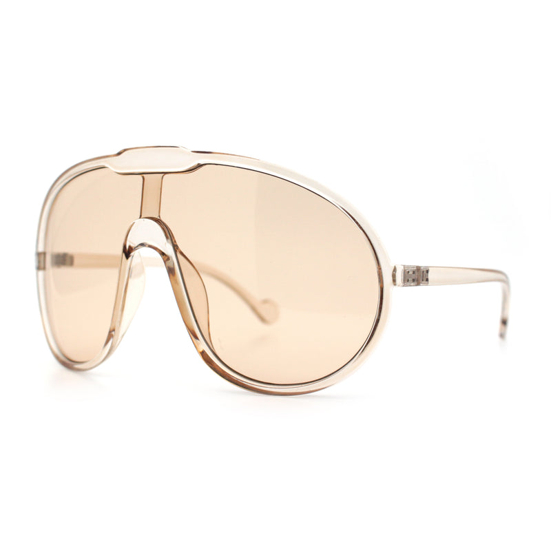 Super Oversized Curved Top Shield Racer Plastic Fashion Sunglasses