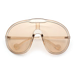 Super Oversized Curved Top Shield Racer Plastic Fashion Sunglasses
