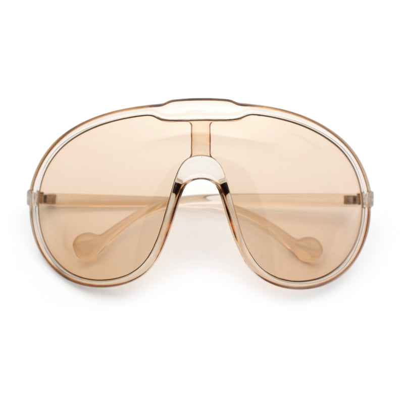 Super Oversized Curved Top Shield Racer Plastic Fashion Sunglasses