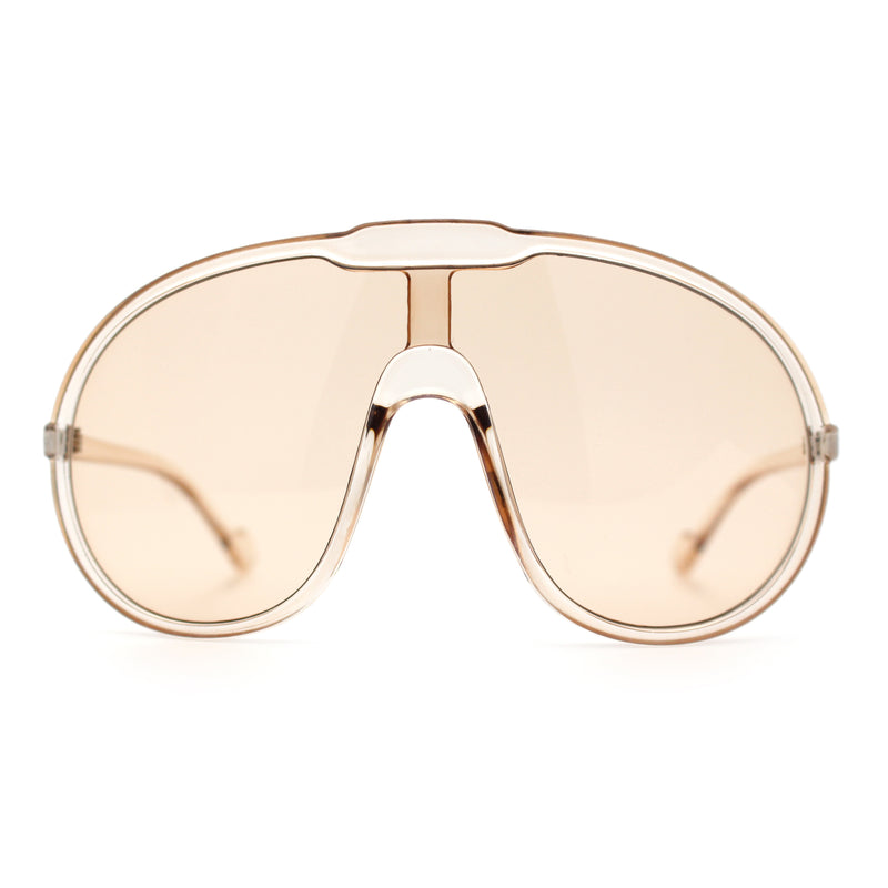Super Oversized Curved Top Shield Racer Plastic Fashion Sunglasses
