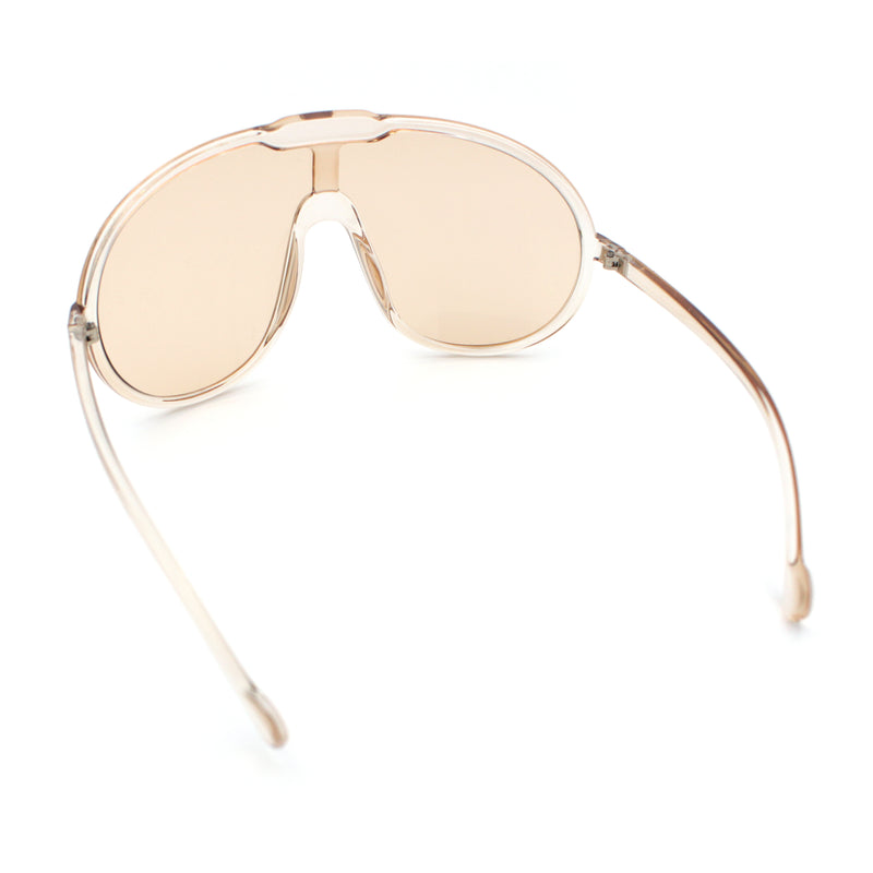 Super Oversized Curved Top Shield Racer Plastic Fashion Sunglasses