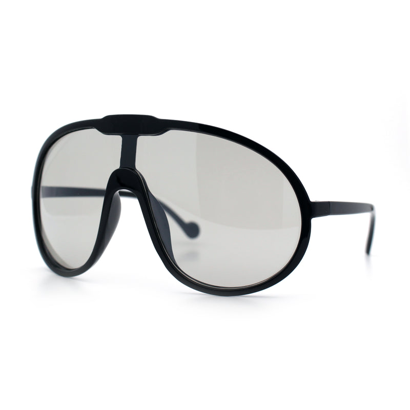 Super Oversized Curved Top Shield Racer Plastic Fashion Sunglasses