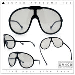 Super Oversized Curved Top Shield Racer Plastic Fashion Sunglasses