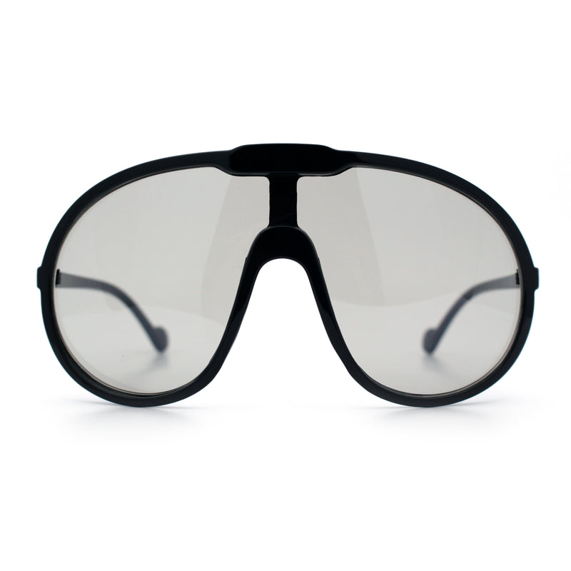 Super Oversized Curved Top Shield Racer Plastic Fashion Sunglasses