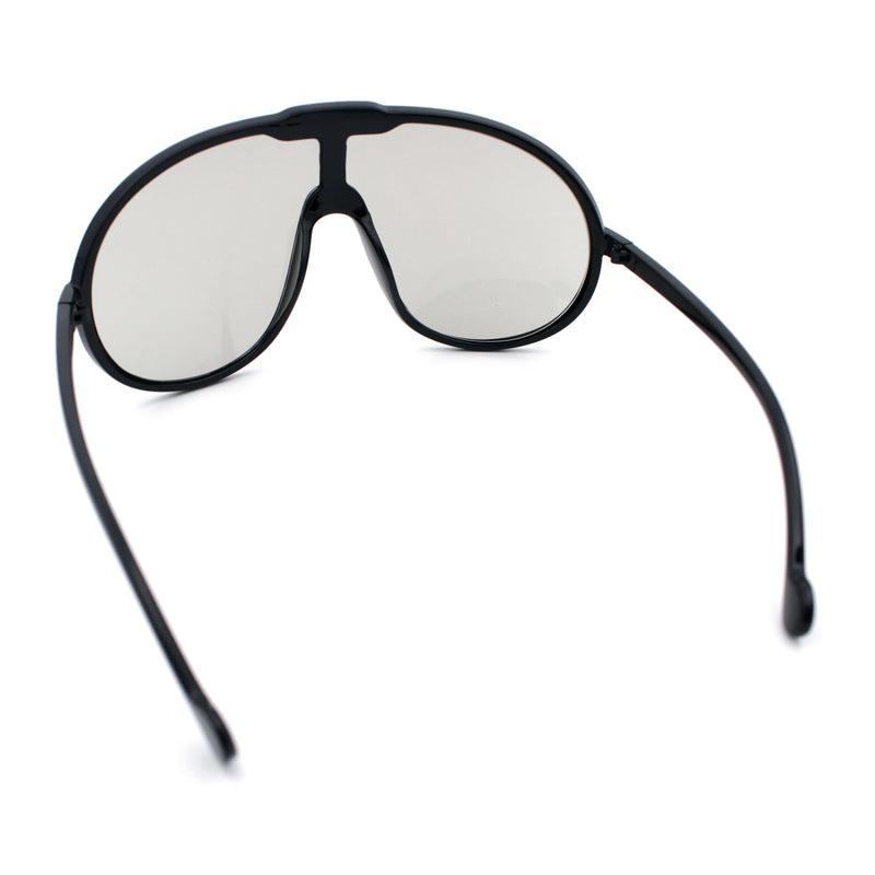 Super Oversized Curved Top Shield Racer Plastic Fashion Sunglasses