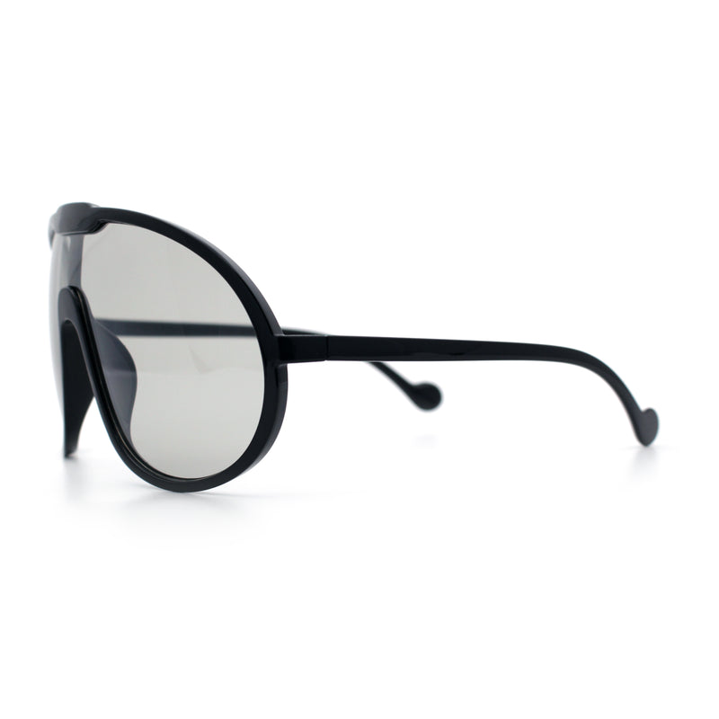 Super Oversized Curved Top Shield Racer Plastic Fashion Sunglasses