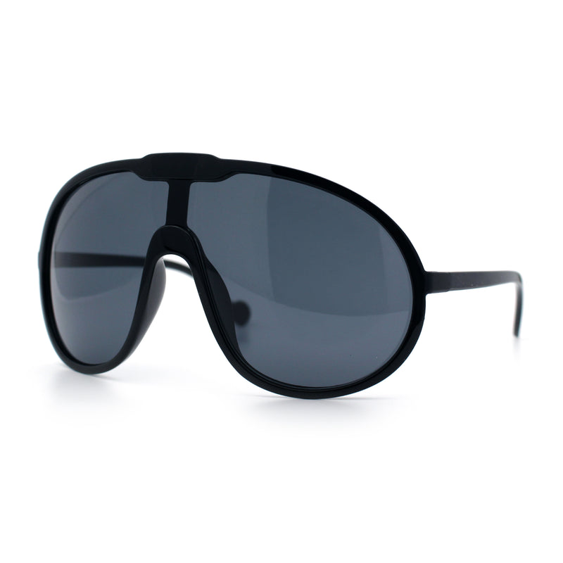 Super Oversized Curved Top Shield Racer Plastic Fashion Sunglasses