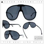 Super Oversized Curved Top Shield Racer Plastic Fashion Sunglasses