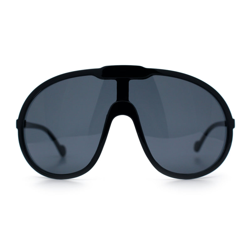Super Oversized Curved Top Shield Racer Plastic Fashion Sunglasses