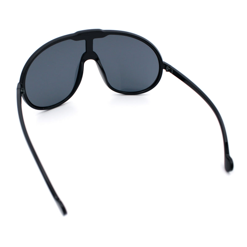 Super Oversized Curved Top Shield Racer Plastic Fashion Sunglasses