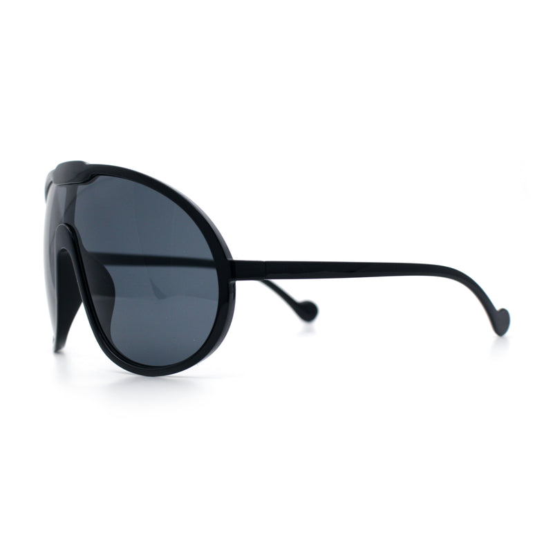 Super Oversized Curved Top Shield Racer Plastic Fashion Sunglasses