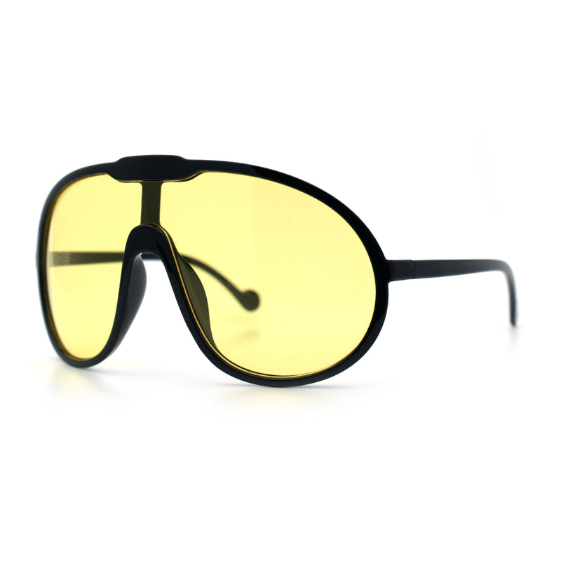 Super Oversized Curved Top Shield Racer Plastic Fashion Sunglasses