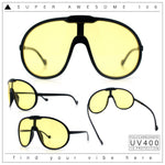 Super Oversized Curved Top Shield Racer Plastic Fashion Sunglasses