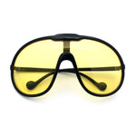 Super Oversized Curved Top Shield Racer Plastic Fashion Sunglasses