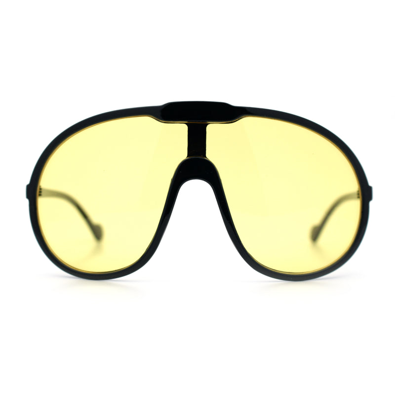 Super Oversized Curved Top Shield Racer Plastic Fashion Sunglasses