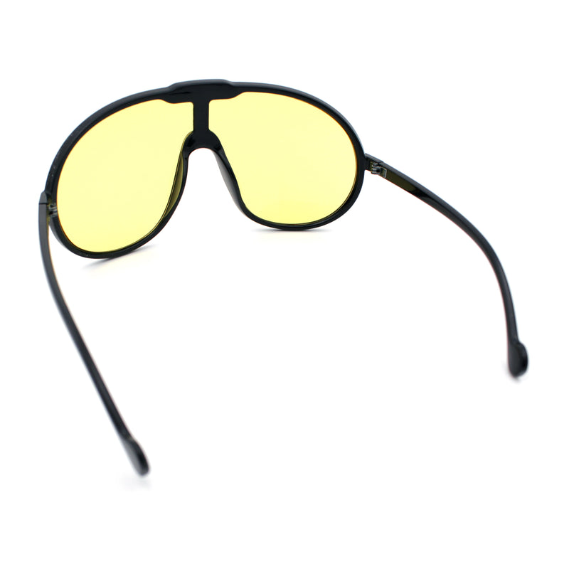 Super Oversized Curved Top Shield Racer Plastic Fashion Sunglasses