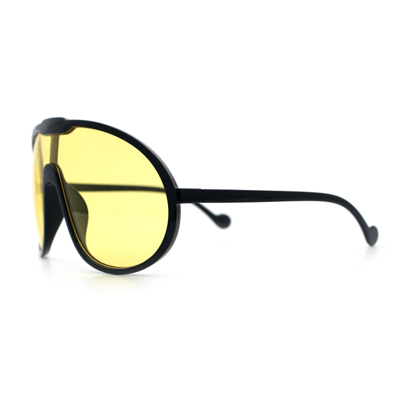 Super Oversized Curved Top Shield Racer Plastic Fashion Sunglasses