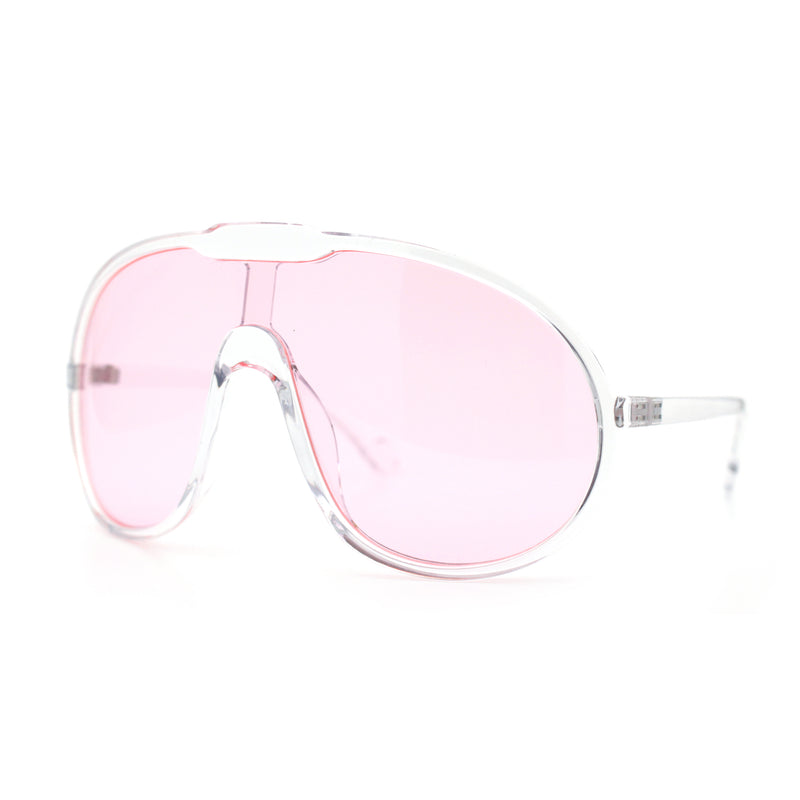 Super Oversized Curved Top Shield Racer Plastic Fashion Sunglasses
