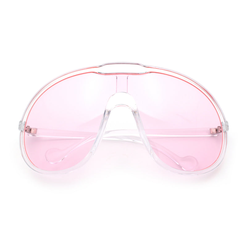 Super Oversized Curved Top Shield Racer Plastic Fashion Sunglasses