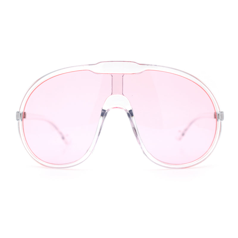 Super Oversized Curved Top Shield Racer Plastic Fashion Sunglasses