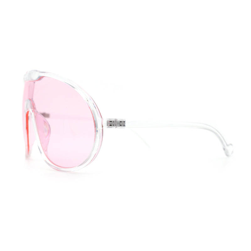 Super Oversized Curved Top Shield Racer Plastic Fashion Sunglasses