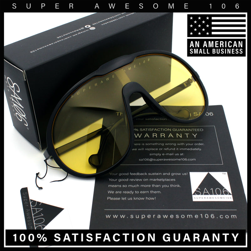 Super Oversized Curved Top Shield Racer Plastic Fashion Sunglasses