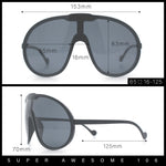 Super Oversized Curved Top Shield Racer Plastic Fashion Sunglasses