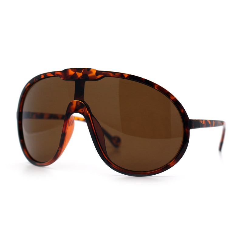 Super Oversized Curved Top Shield Racer Plastic Fashion Sunglasses