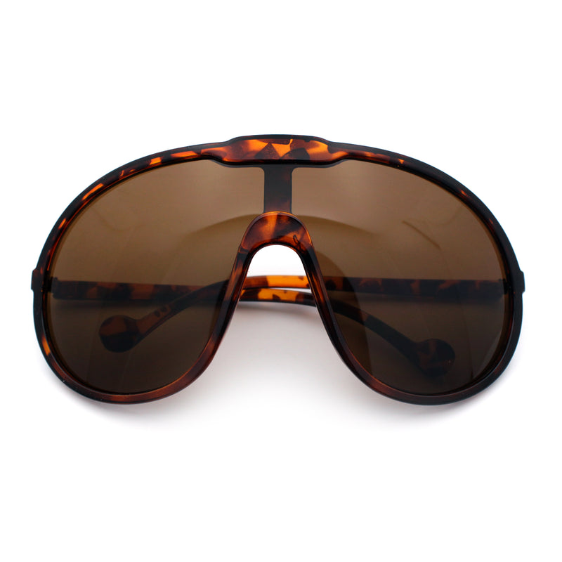 Super Oversized Curved Top Shield Racer Plastic Fashion Sunglasses