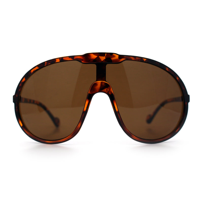 Super Oversized Curved Top Shield Racer Plastic Fashion Sunglasses