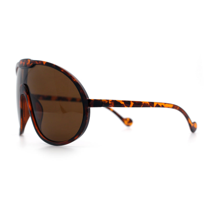 Super Oversized Curved Top Shield Racer Plastic Fashion Sunglasses