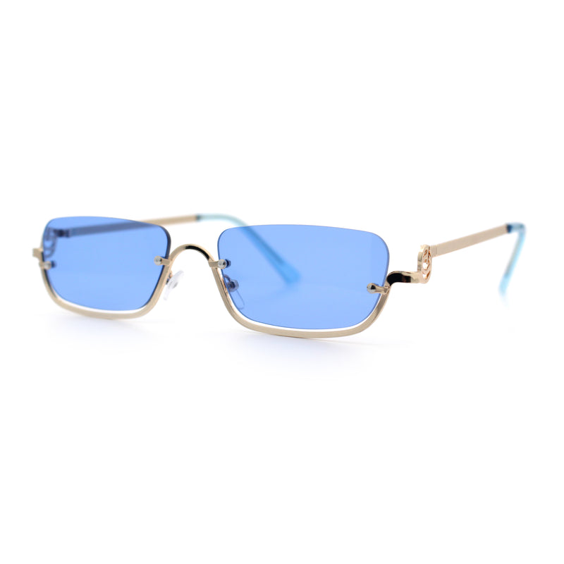 Luxury Bottom Half Rim Metal Frame Rectangle Fashion Sunglasses