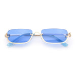 Luxury Bottom Half Rim Metal Frame Rectangle Fashion Sunglasses