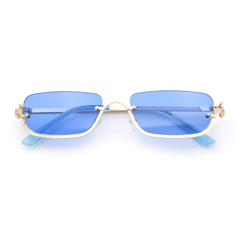 Luxury Bottom Half Rim Metal Frame Rectangle Fashion Sunglasses