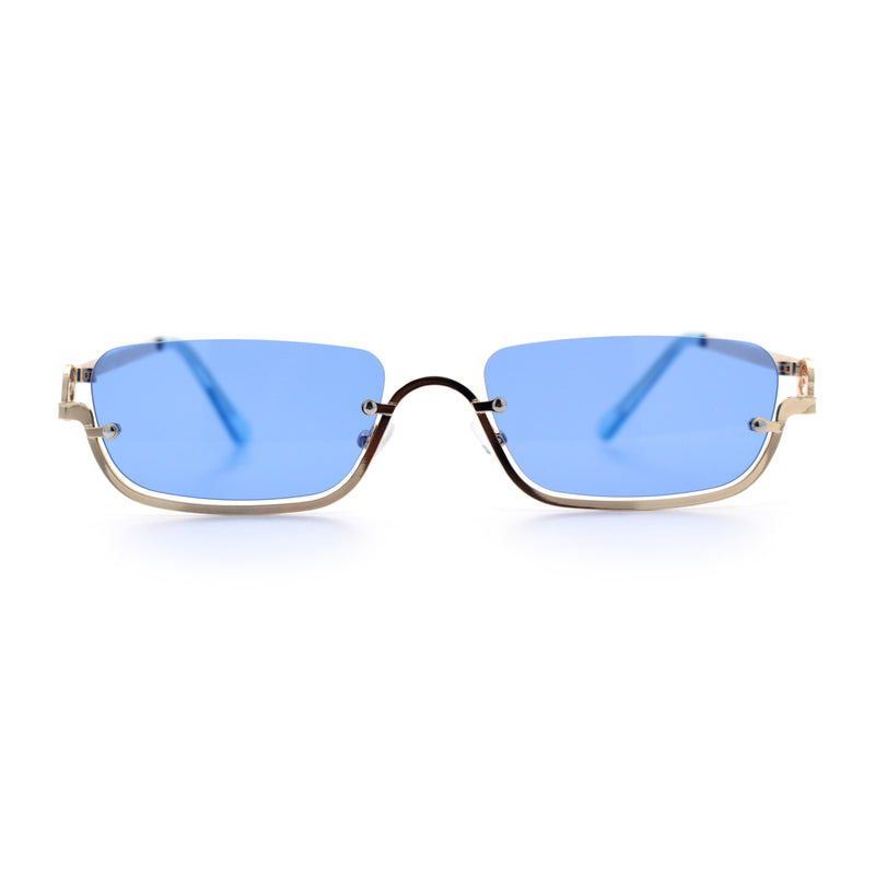 Luxury Bottom Half Rim Metal Frame Rectangle Fashion Sunglasses