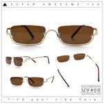 Luxury Bottom Half Rim Metal Frame Rectangle Fashion Sunglasses