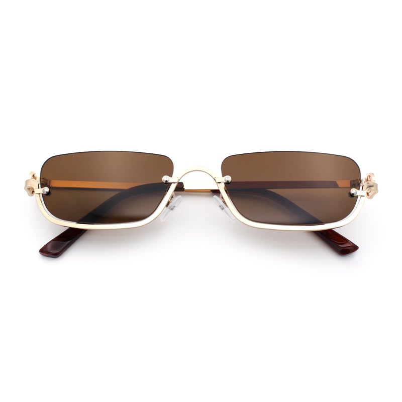 Luxury Bottom Half Rim Metal Frame Rectangle Fashion Sunglasses