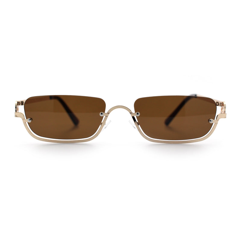 Luxury Bottom Half Rim Metal Frame Rectangle Fashion Sunglasses