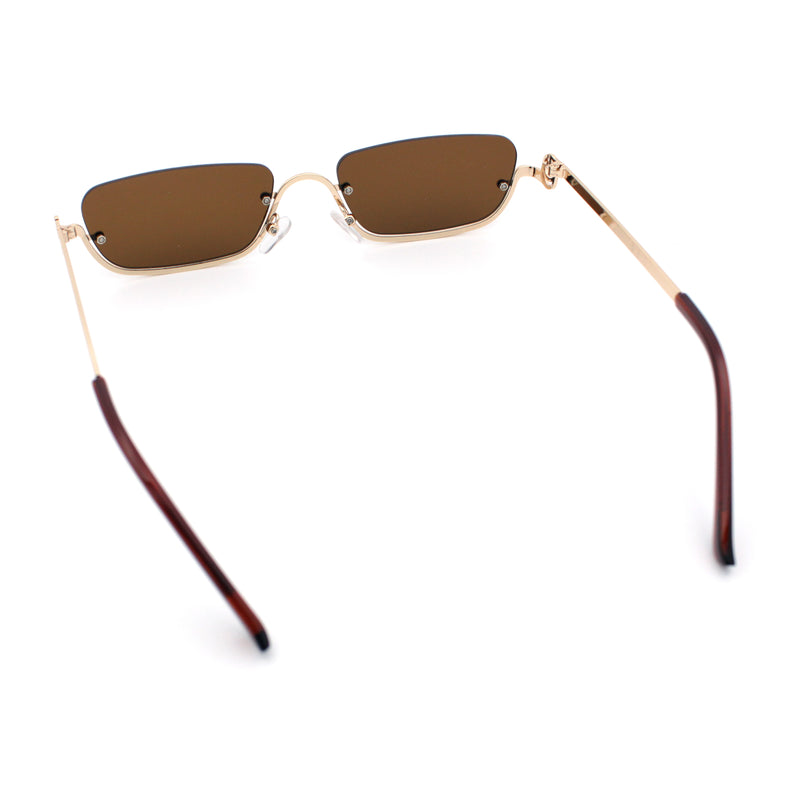 Luxury Bottom Half Rim Metal Frame Rectangle Fashion Sunglasses