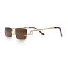 Luxury Bottom Half Rim Metal Frame Rectangle Fashion Sunglasses