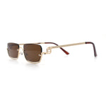 Luxury Bottom Half Rim Metal Frame Rectangle Fashion Sunglasses