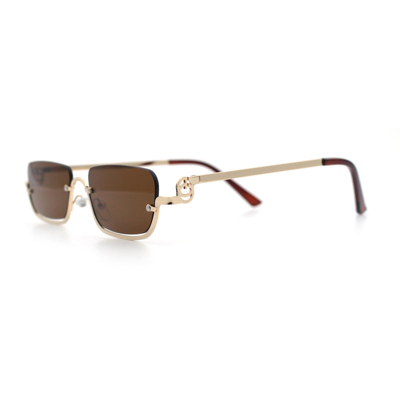 Luxury Bottom Half Rim Metal Frame Rectangle Fashion Sunglasses