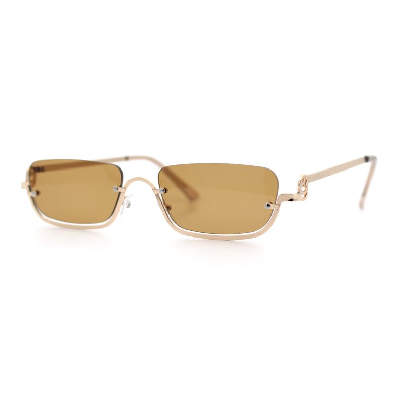 Luxury Bottom Half Rim Metal Frame Rectangle Fashion Sunglasses