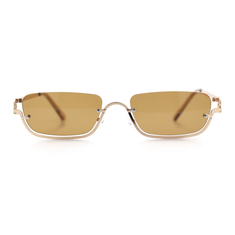 Luxury Bottom Half Rim Metal Frame Rectangle Fashion Sunglasses