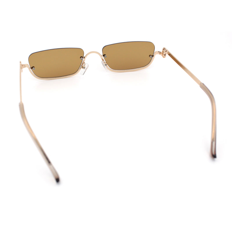 Luxury Bottom Half Rim Metal Frame Rectangle Fashion Sunglasses