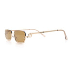 Luxury Bottom Half Rim Metal Frame Rectangle Fashion Sunglasses