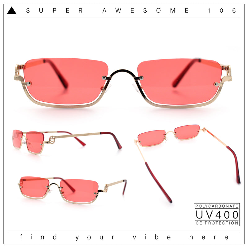Luxury Bottom Half Rim Metal Frame Rectangle Fashion Sunglasses